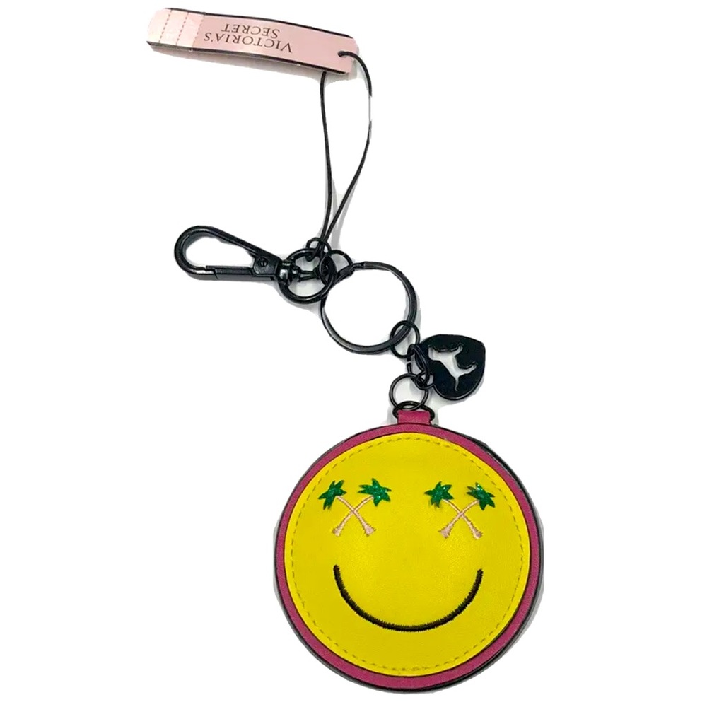NWT- Victoria’s Secret Pink Smiley face happy emoji  keychain bag charm